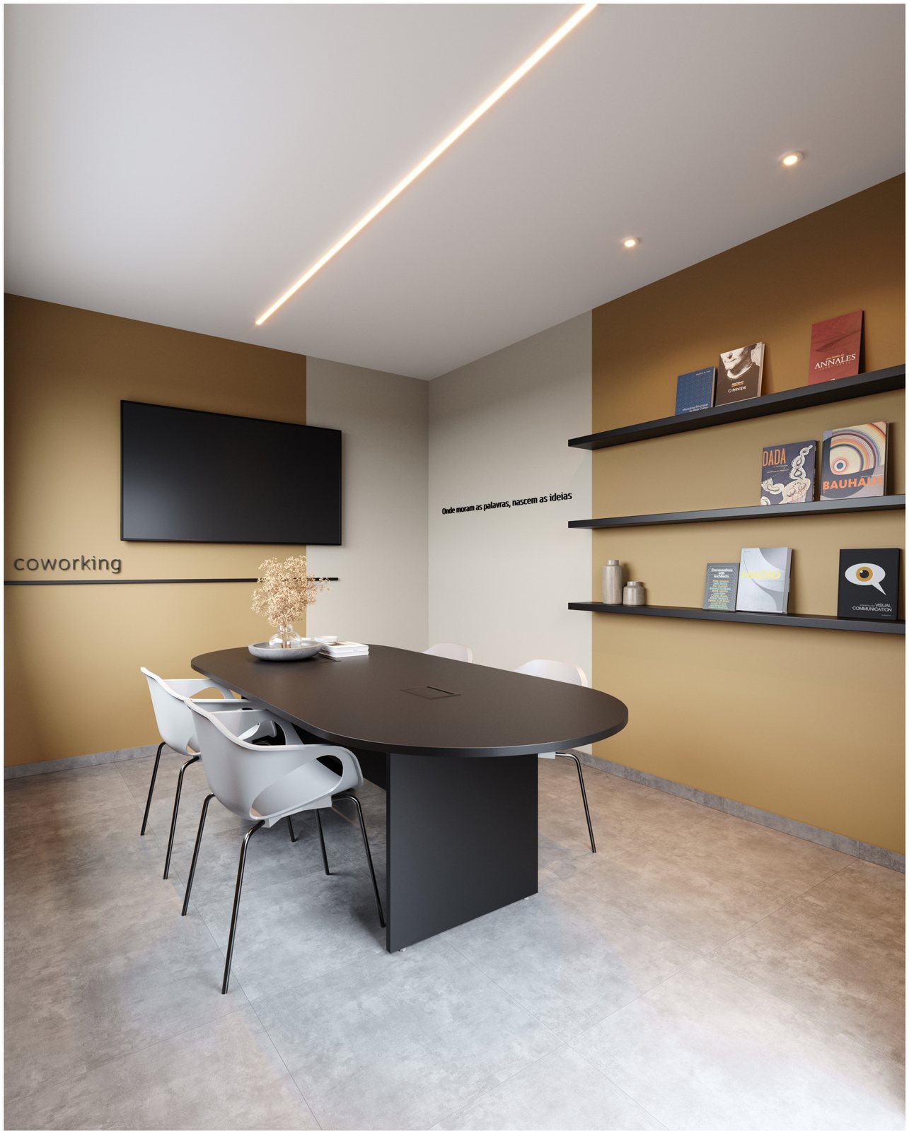 Perspectiva ilustrada do coworking